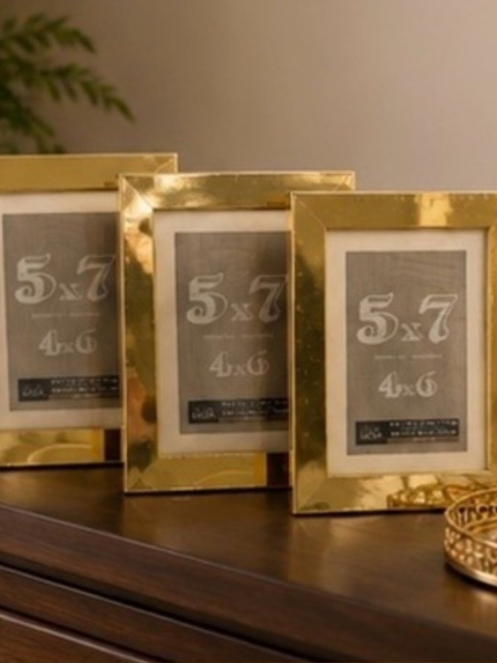 3 Gold Rectangular Photo Frames - Home Accents  4x6 or 5x7